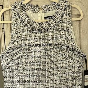 Tweed Dress - Navy and White - Karl Lagerfeld
